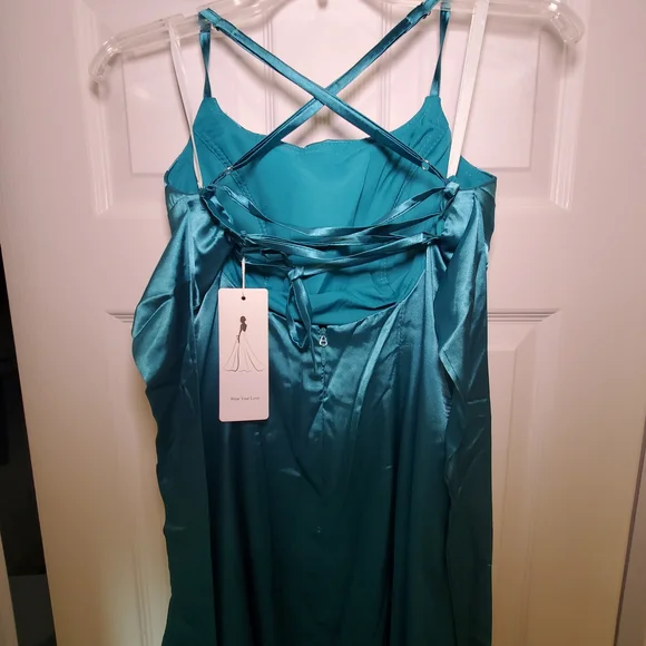 Elegant Teal Evening Gown Formal Prom Bridesmaid Dress Size 4 - Picture 4 of 8